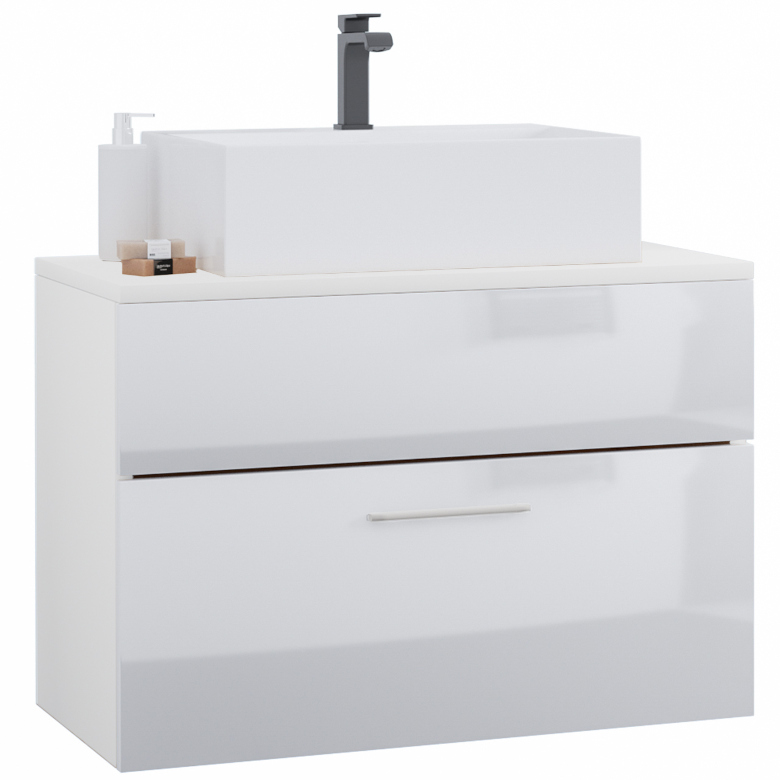 Lupo LP7 Artisan fehér fényes pultra szerelhető mosdószekrény felsőrésszel